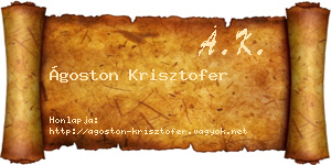 Ágoston Krisztofer névjegykártya